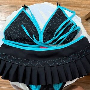 Betsey Johnson Turquoise Swim Bottom with Pink Label